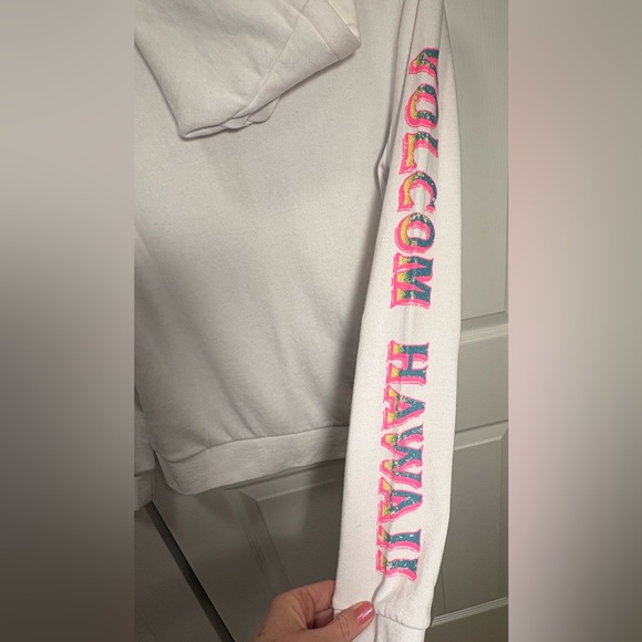 NWT Volcom Surf Fleece Hoodie Fill Zip Hawaii SMALL White Stone Love - Picture 7 of 10